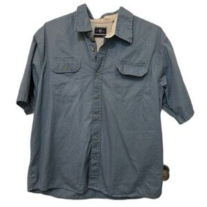 Wrangler Utility Work Shirt Short Sleeves Pockets Size XL Blue